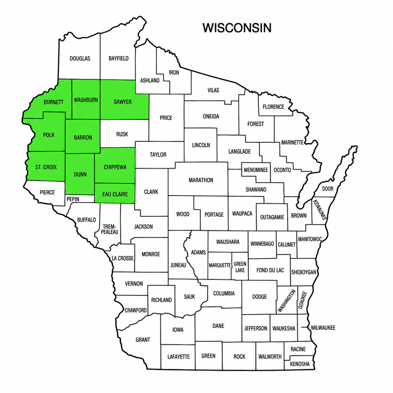 Handi-Lift Northwest Wisconsin Service Counties Map